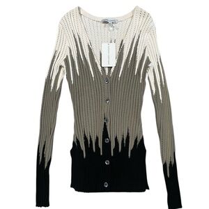 Autumn‎ Cashmere Women's Cardigan - Black and Cream Ombre